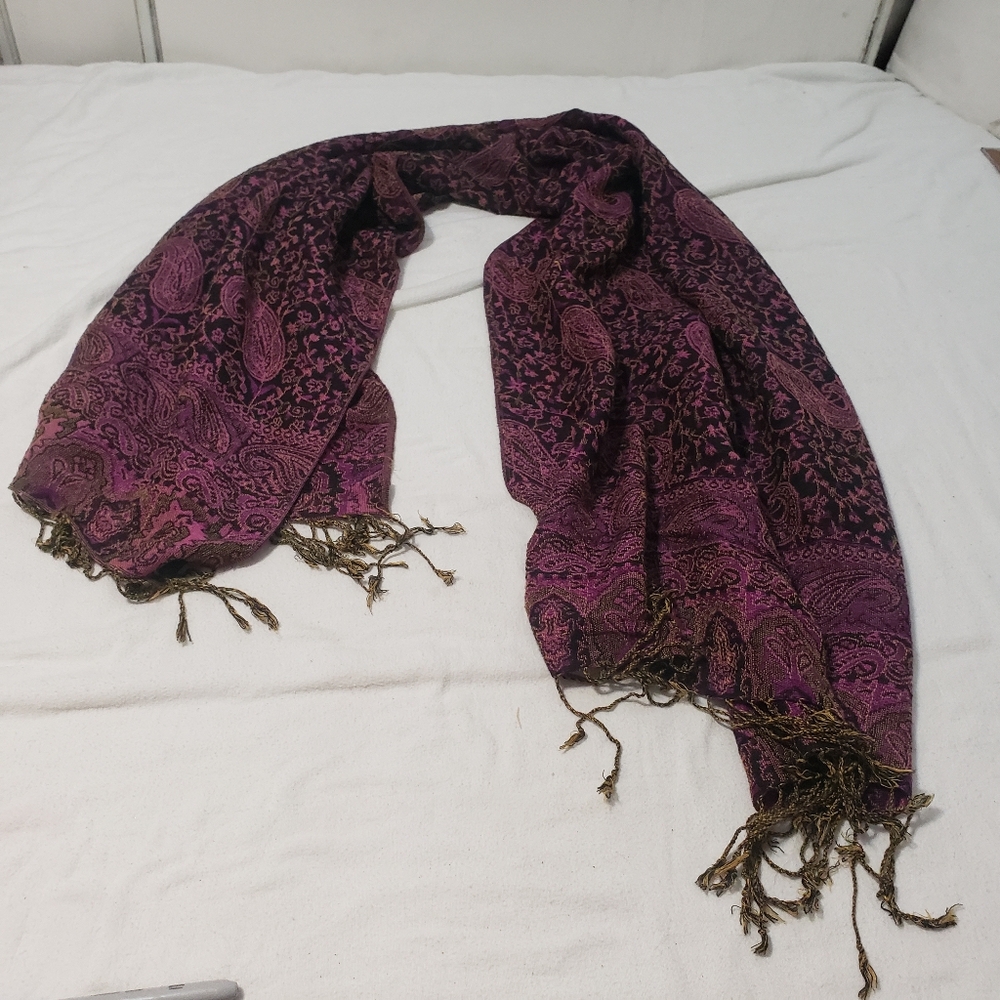 Black and purple Paisley with French scarf  Shaw